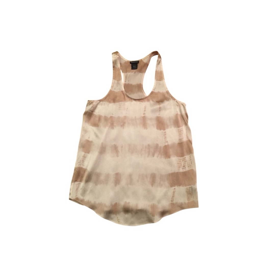 Club Monaco silk Cream and Tan Racerback Tank Top